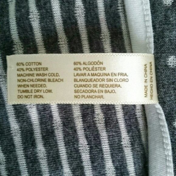 Adrienne Vittadini V-neck Striped Knit Top With Polka Dot Cuffs Gray Size Medium - Picture 5 of 5